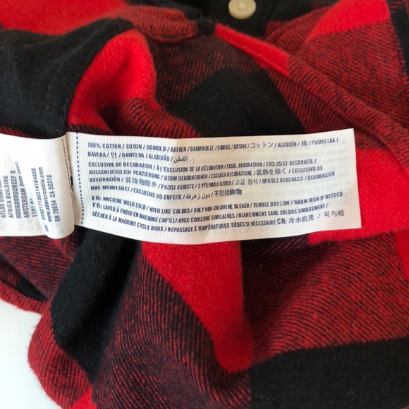 Abercrombie Kids Red Buffalo Plaid Flannel Shirt - Picture 7 of 7